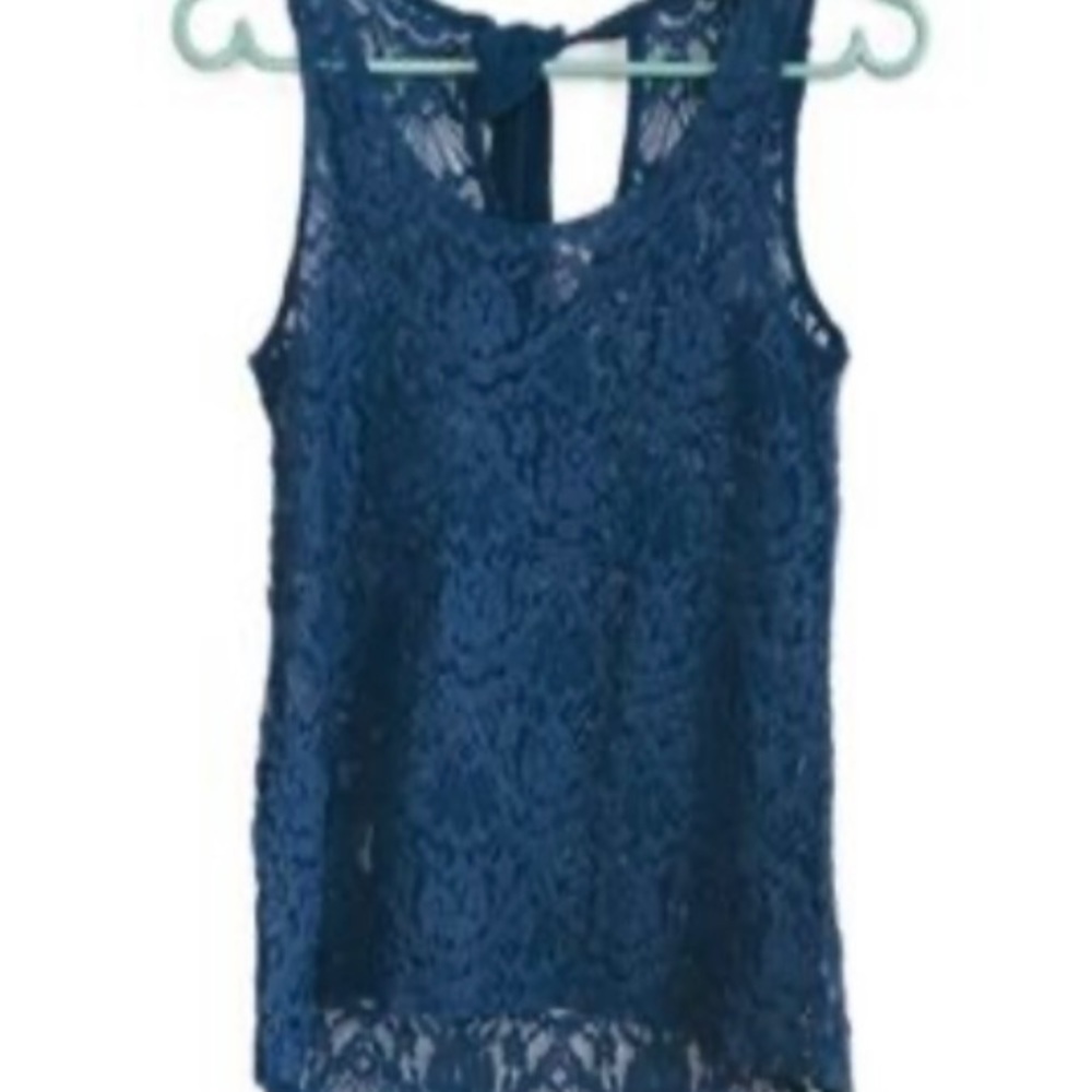 Forever 21 Blue Sheer Lace Tank Top